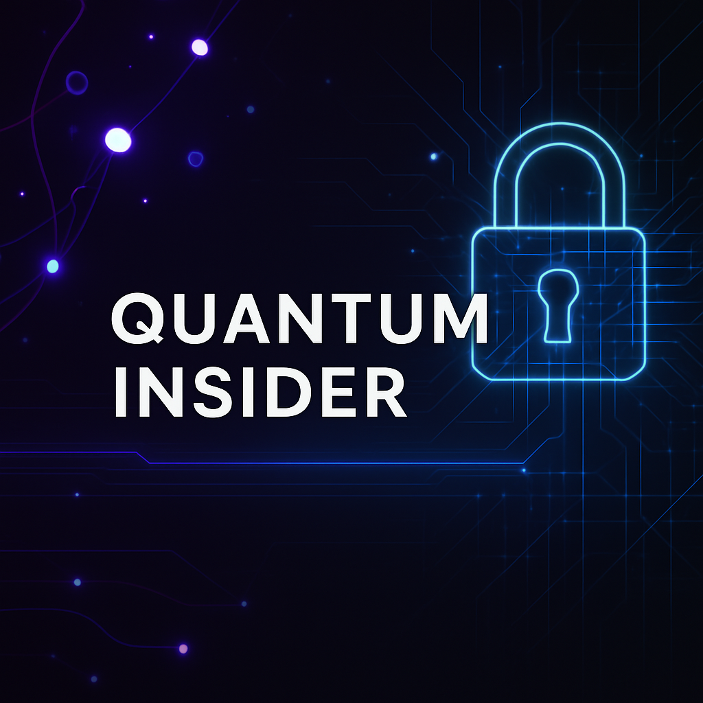 Create a sleek ultramodern hero image for a Quantum Insider newsletter Style premium cybersecurity  quantum technology aesthetic Visuals should includ